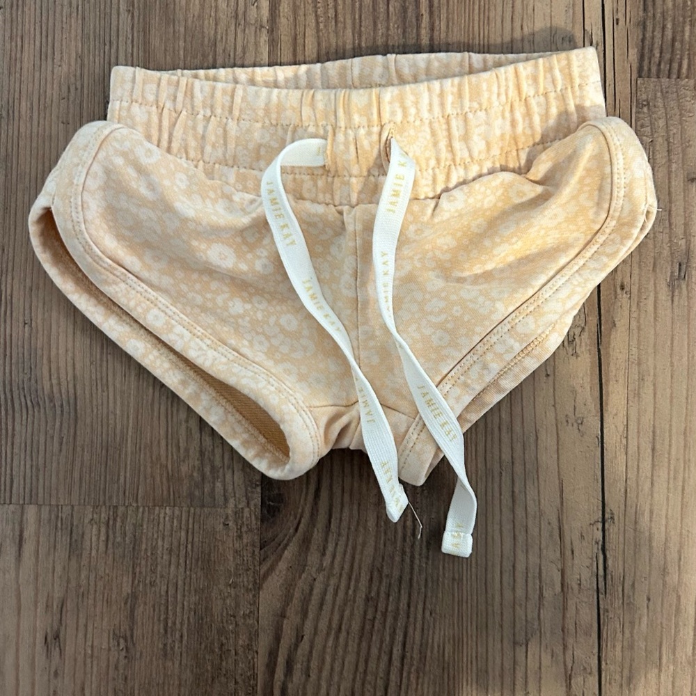 Jamie Kay Peach Floral Shorts with White Drawstring